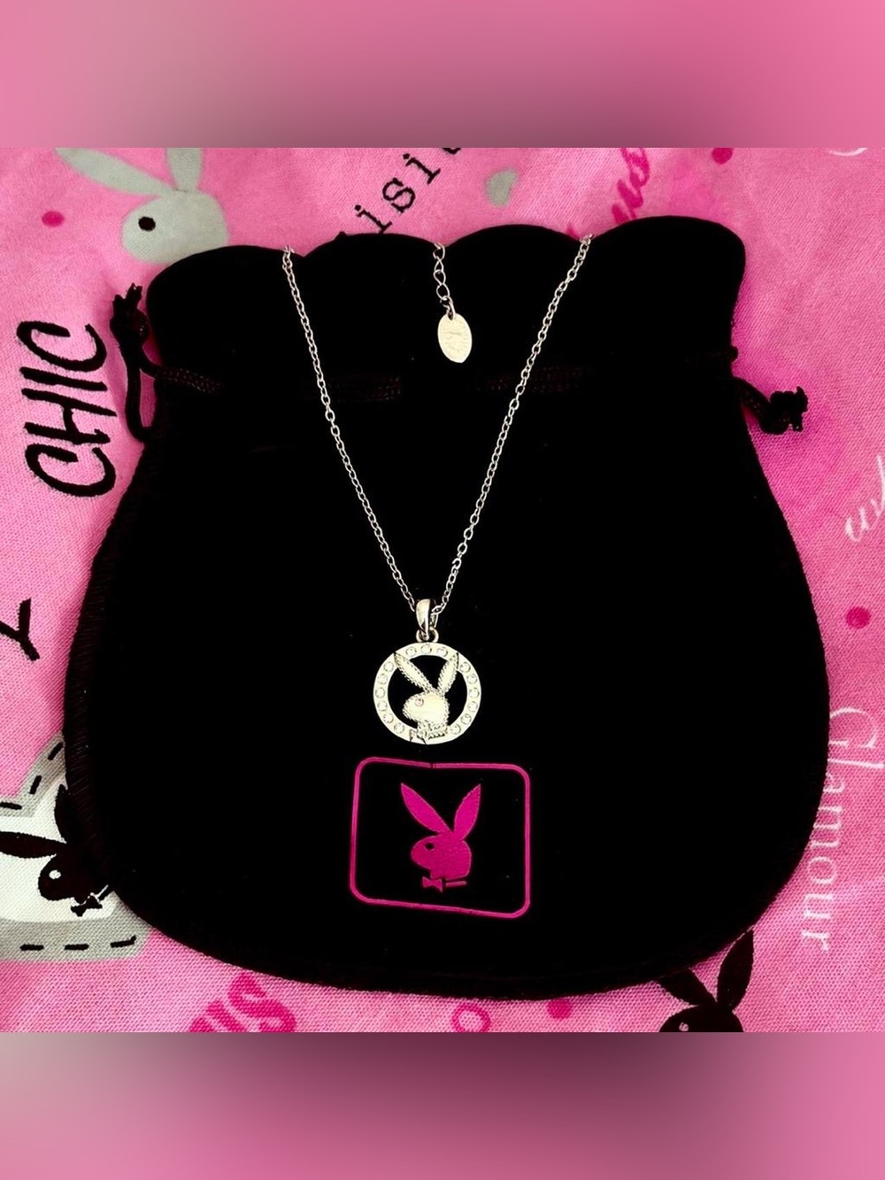 Playboy Y2K bunny circle necklace NWT